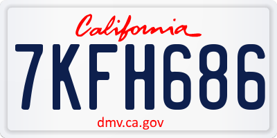 CA license plate 7KFH686