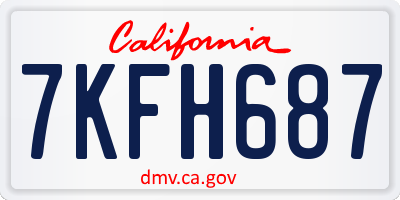 CA license plate 7KFH687