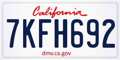 CA license plate 7KFH692