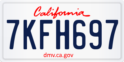 CA license plate 7KFH697