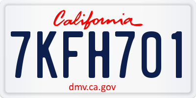 CA license plate 7KFH701