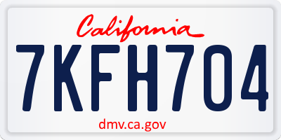 CA license plate 7KFH704