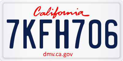CA license plate 7KFH706
