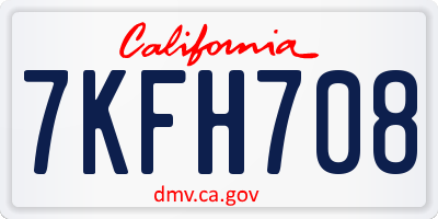 CA license plate 7KFH708