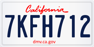 CA license plate 7KFH712