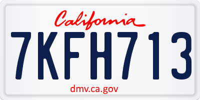 CA license plate 7KFH713