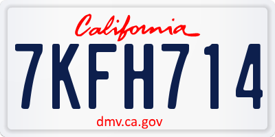 CA license plate 7KFH714