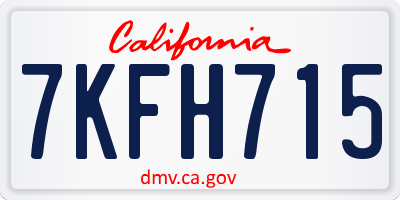 CA license plate 7KFH715
