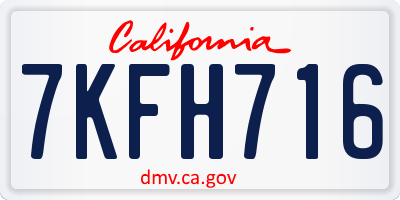 CA license plate 7KFH716