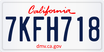 CA license plate 7KFH718