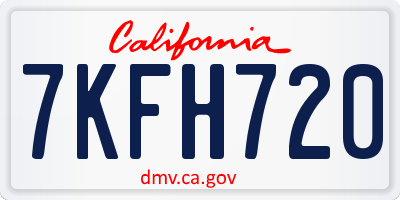 CA license plate 7KFH720