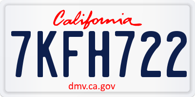 CA license plate 7KFH722