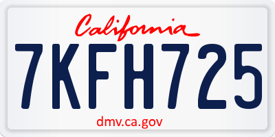 CA license plate 7KFH725