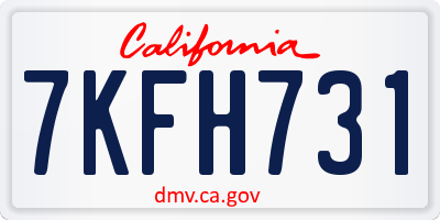 CA license plate 7KFH731