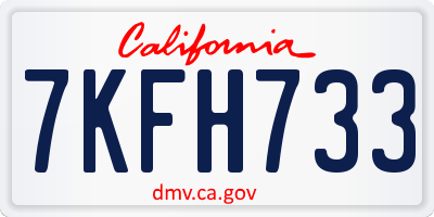CA license plate 7KFH733