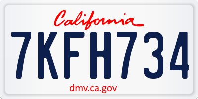 CA license plate 7KFH734
