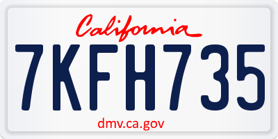 CA license plate 7KFH735
