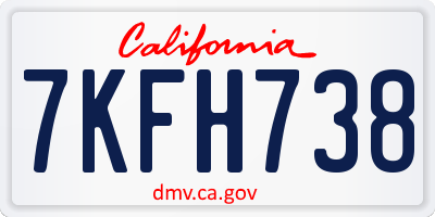 CA license plate 7KFH738