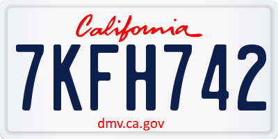 CA license plate 7KFH742