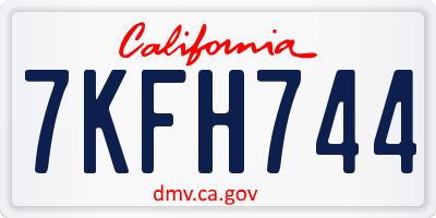 CA license plate 7KFH744