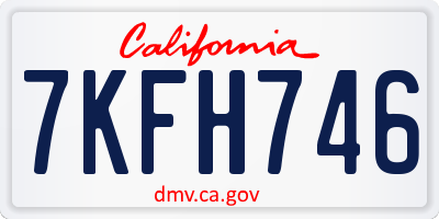 CA license plate 7KFH746