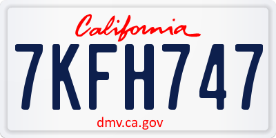 CA license plate 7KFH747