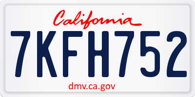 CA license plate 7KFH752