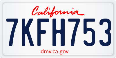 CA license plate 7KFH753