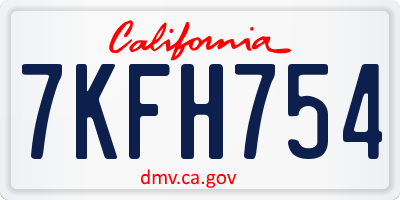 CA license plate 7KFH754