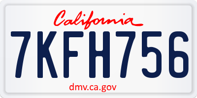 CA license plate 7KFH756