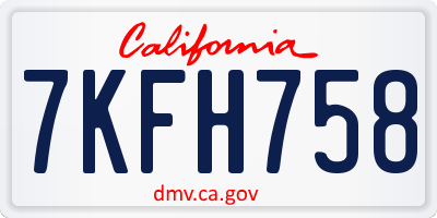 CA license plate 7KFH758