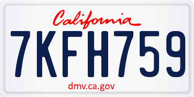 CA license plate 7KFH759