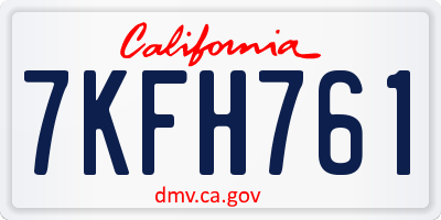 CA license plate 7KFH761