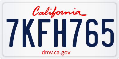 CA license plate 7KFH765