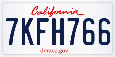 CA license plate 7KFH766