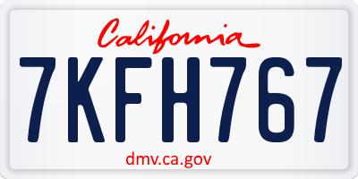 CA license plate 7KFH767