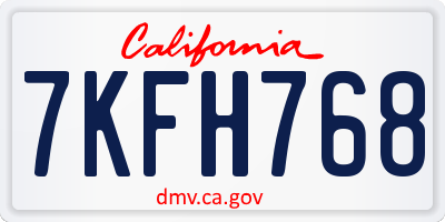 CA license plate 7KFH768