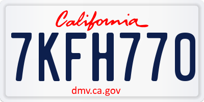 CA license plate 7KFH770