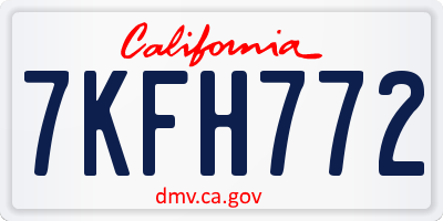 CA license plate 7KFH772