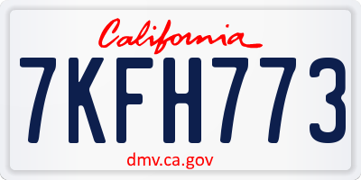 CA license plate 7KFH773
