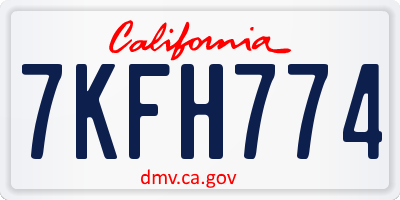 CA license plate 7KFH774