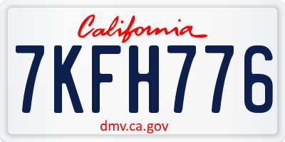 CA license plate 7KFH776
