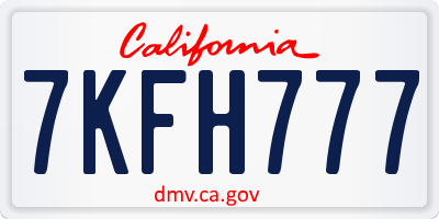 CA license plate 7KFH777