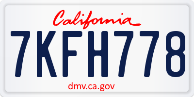 CA license plate 7KFH778