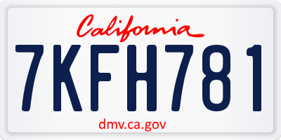 CA license plate 7KFH781