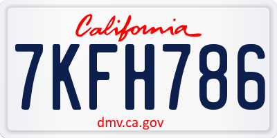 CA license plate 7KFH786