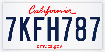 CA license plate 7KFH787