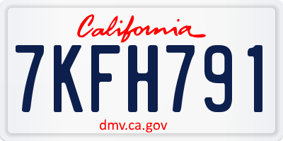 CA license plate 7KFH791