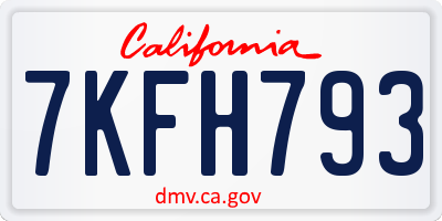 CA license plate 7KFH793