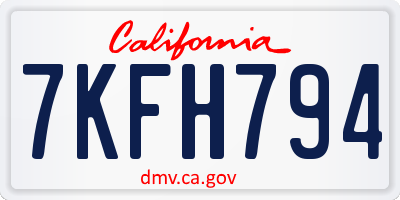 CA license plate 7KFH794